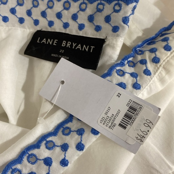 Lane Bryant White Eyelet Tank Blouse Floral 22 - Picture 3 of 10